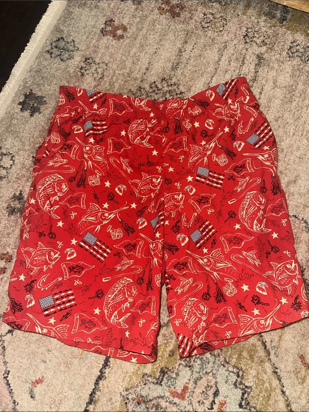 Columbia PFG youth xl Red Patriotic Fishing Print Shorts